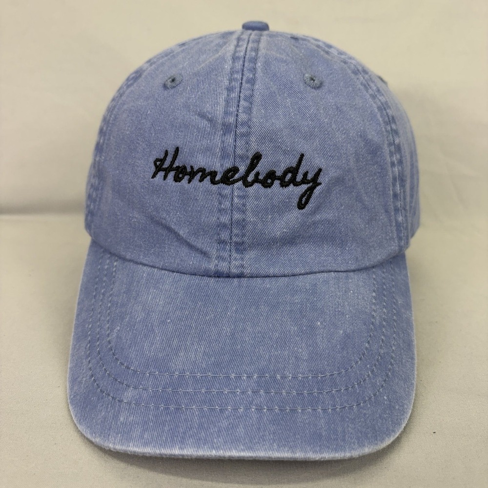 Adams Homebody Baseball Cap Women OS Blue Embroidered Leather Strap Hat